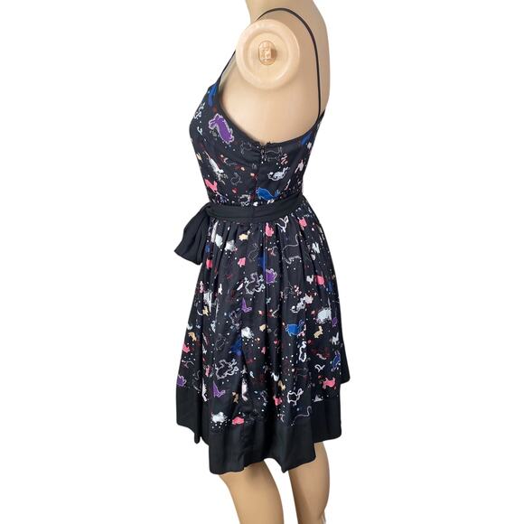 Y2K Erin Fetherston Black Rabbit Bunny Print Novelty Slip Dress SZ S - Picture 7 of 9